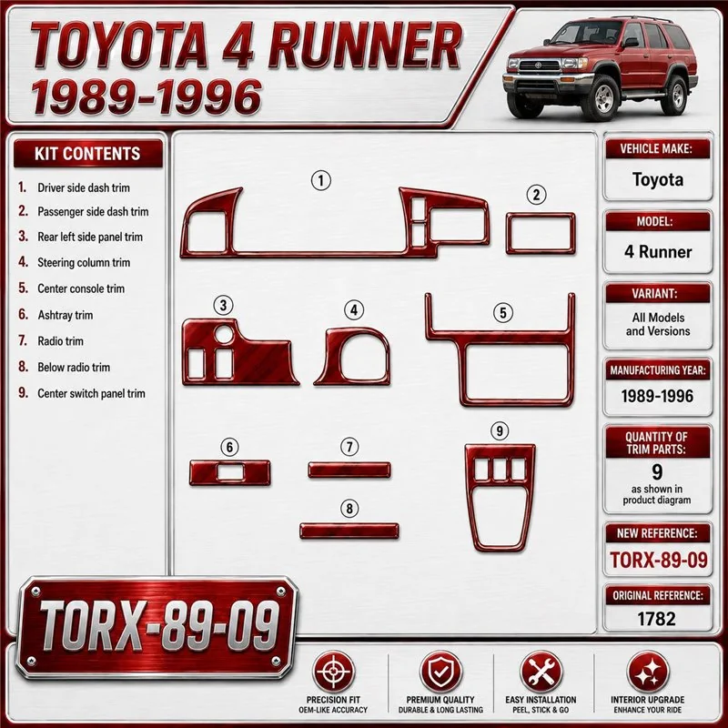 Toyota 4 Runner 1989-1996 kit rivestimento cruscotto e interni 3D 9 pezzi
