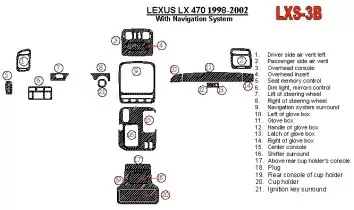 Lexus LX-470 1998-UP With NAVI system, 22 Parts set OEM Compliance Cruscotto BD Rivestimenti interni