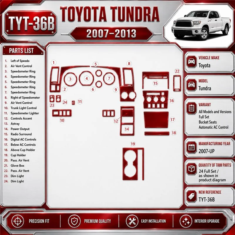 Toyota Tundra 2007-in poi set completo; Bucket Seats; Automatic comandi climatizzatore kit rivestimento cruscotto e interni 3D