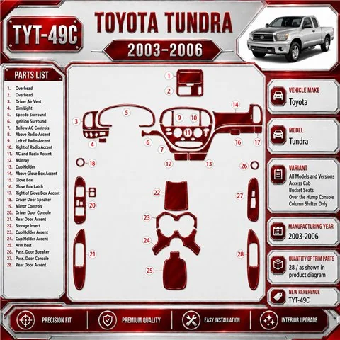 Toyota Tundra 2003-2006 Access Cab; Bucket Seats kit rivestimento cruscotto e interni 3D