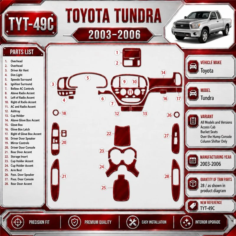 Toyota Tundra 2003-2006 Access Cab; Bucket Seats kit rivestimento cruscotto e interni 3D
