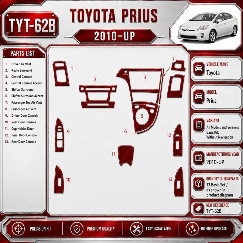 Toyota Prius 2010-in poi Basic Set; senza navigatore kit rivestimento cruscotto e interni 3D