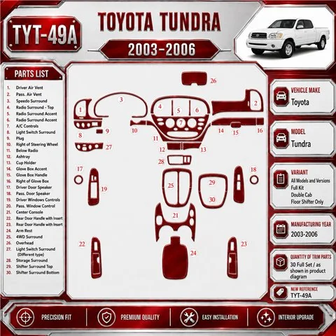 Toyota Tundra 2003-2006 set completo; Double Cab kit rivestimento cruscotto e interni 3D