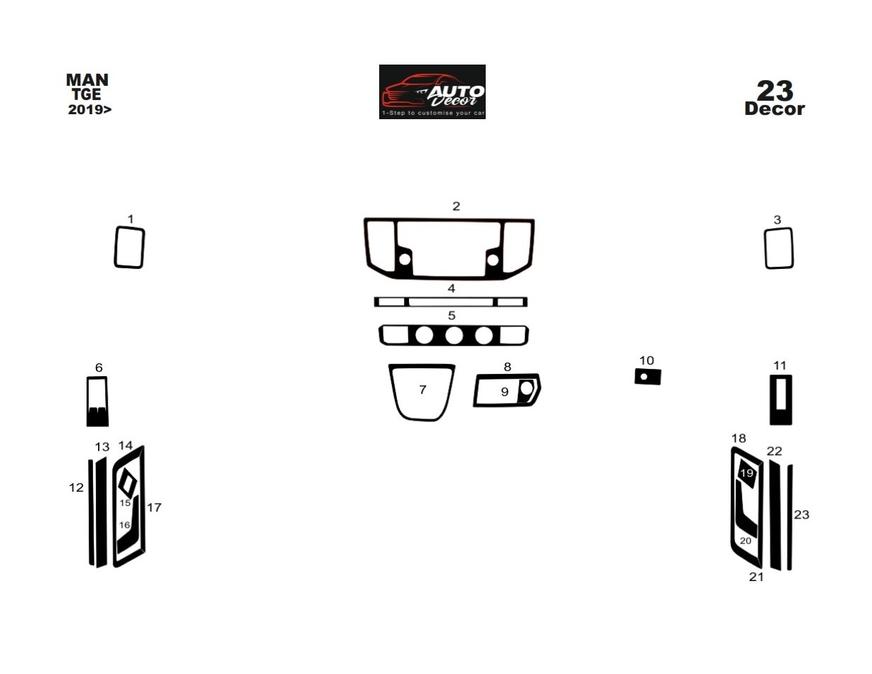 MAN TGE 2019 Kit Rivestimento Cruscotto all'interno del veicolo Cruscotti personalizzati 23-Decori