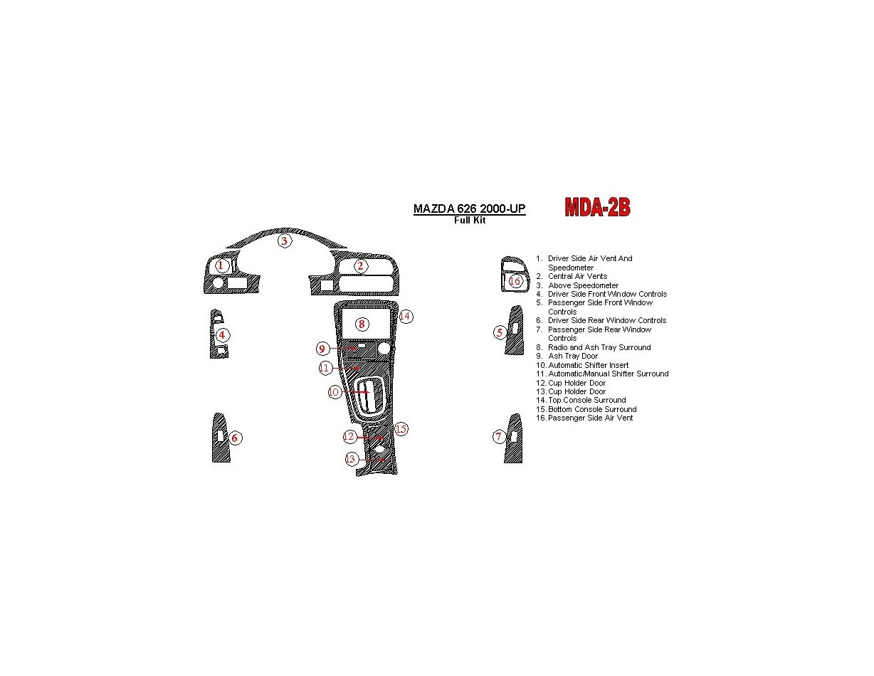 Mazda 626 2000-UP Full Set Cruscotto BD Rivestimenti interni