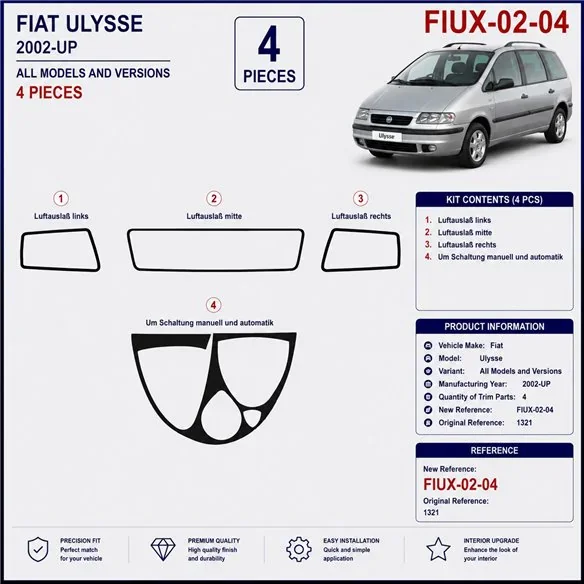 Fiat Ulysse 2002+ kit cruscotto 3D, 4 pezzi