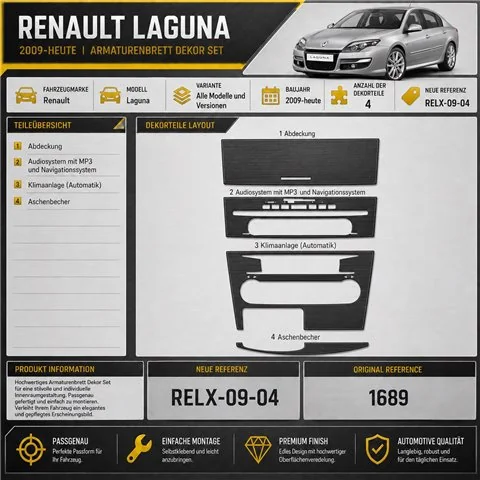Renault Laguna 2009+ kit cruscotto 3D, 4 pezzi 2