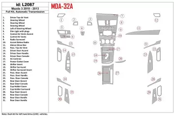 Mazda Mazda3 2010-2013 Full Set, Automatic Gear Cruscotto BD Rivestimenti interni