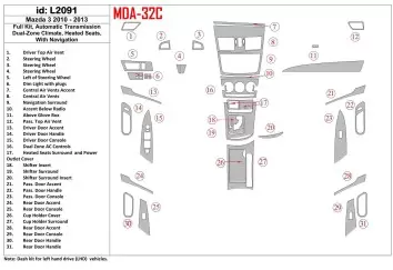 Mazda Mazda3 2010-2013 Full Set, Automatic Gear, two-zone climate control, Heated Seats Cruscotto BD Rivestimenti interni