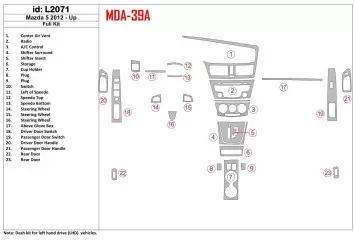 Mazda Mazda5 2012-UP Full Set Cruscotto BD Rivestimenti interni