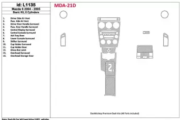 Mazda Mazda6 2004-2005 Basic Set, 6 Cylinders Cruscotto BD Rivestimenti interni