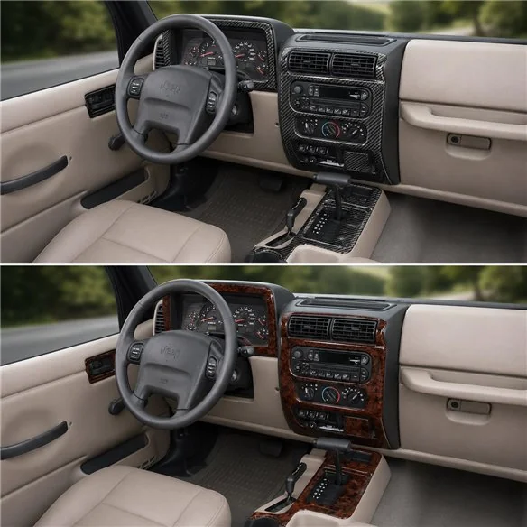 Jeep Wrangler 2003 kit rivestimento cruscotto e interni 3D 14 pezzi