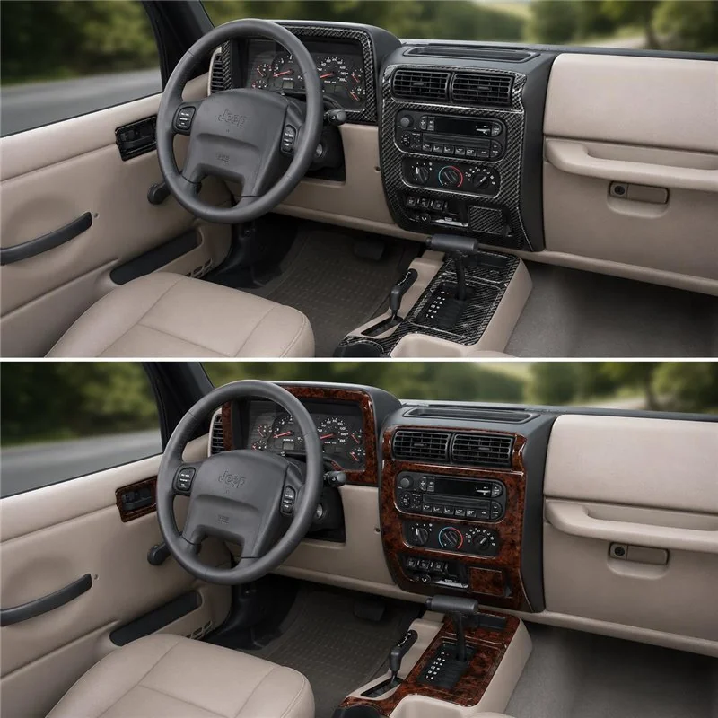 Jeep Wrangler 2003-2006 set completo kit rivestimento cruscotto e interni 3D
