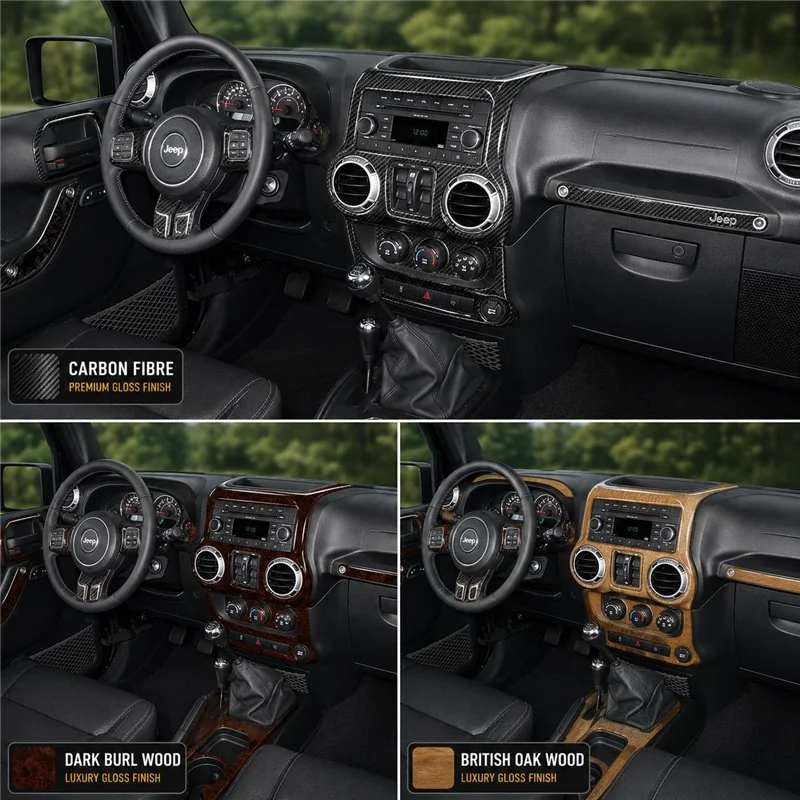 Jeep Wrangler 2011-2017 kit rivestimento cruscotto e interni 3D 25 pezzi