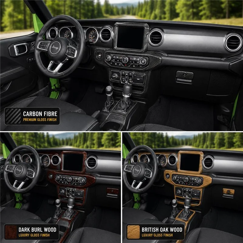 Jeep Wrangler Unlimited Rubicon 2018-2023 kit rivestimento cruscotto e interni 3D 25 pezzi