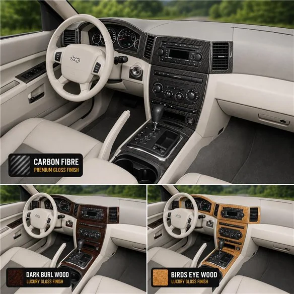 Jeep Grand Cherokee 2005-2007 set completo; senza navigatore kit rivestimento cruscotto e interni 3D