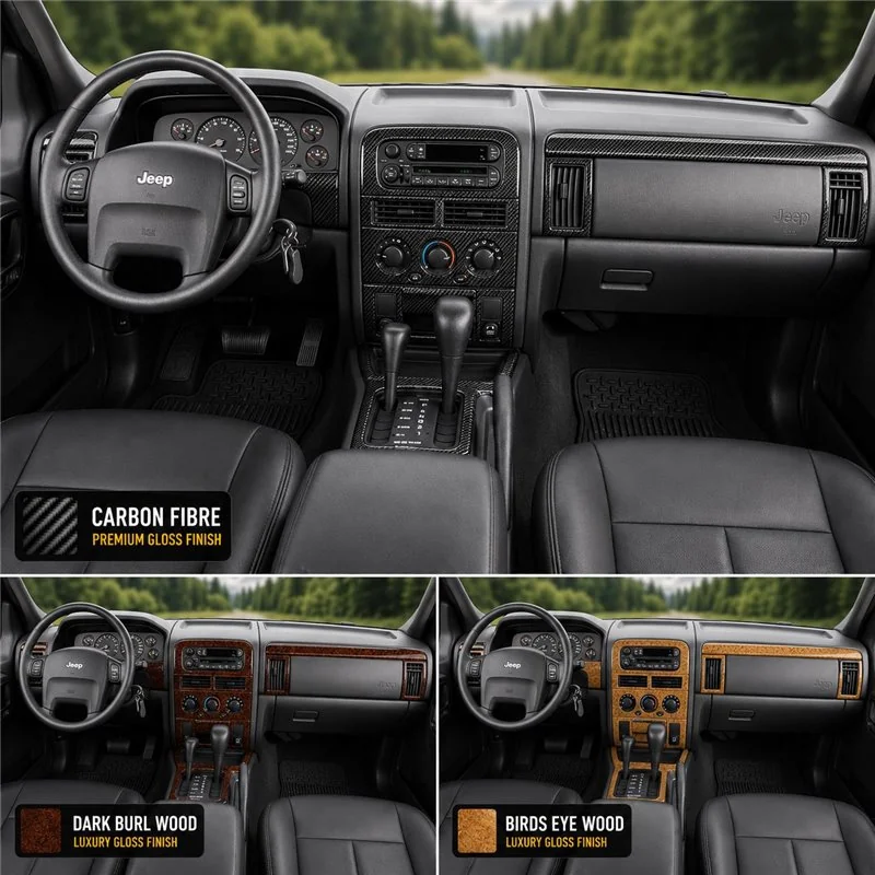Jeep Grand Cherokee 2003-2004 Basic Set; Overland; Limited; Laredo kit rivestimento cruscotto e interni 3D