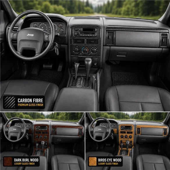 Jeep Grand Cherokee 2003-2004 Basic Set; Overland; Limited; Laredo kit rivestimento cruscotto e interni 3D