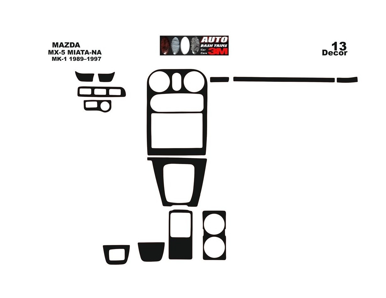 Mazda MX-5 Miata NA Mk1 1989–1997 Kit Rivestimento Cruscotto all'interno del veicolo Cruscotti personalizzati 13-Decori Mazda MX-5 Miata NA Mk1 1989–1997 Kit Rivestimento Cruscotto all'interno del veicolo Cruscotti personalizzati 13-Decori
