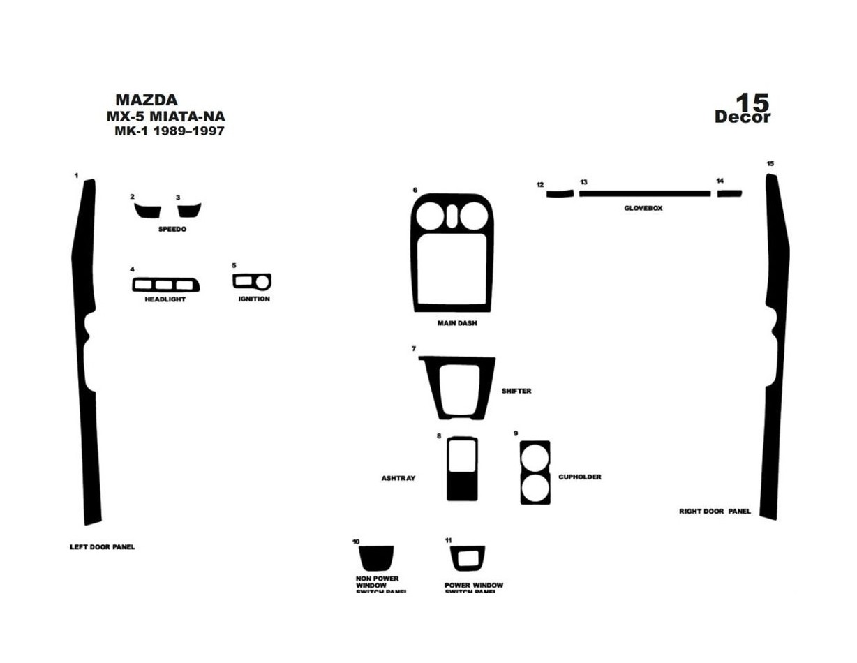 Mazda MX-5 Miata NA Mk1 1989–1997 Kit Rivestimento Cruscotto all'interno del veicolo Cruscotti personalizzati 15-Decori Mazda MX-5 Miata NA Mk1 1989–1997 Kit Rivestimento Cruscotto all'interno del veicolo Cruscotti personalizzati 15-Decori