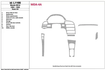 Mazda MX-6 1993-1995 Full Set, 11 Parts set Cruscotto BD Rivestimenti interni