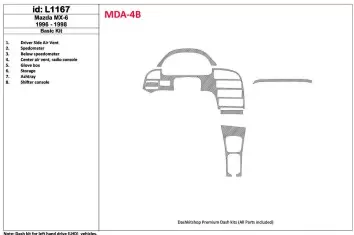 Mazda MX-6 1996-1998 Basic Set, 8 Parts set Cruscotto BD Rivestimenti interni