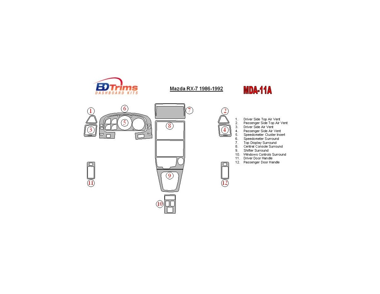 Mazda RX-7 1986-1992 Full Set Cruscotto BD Rivestimenti interni Mazda RX-7 1986-1992 Full Set Cruscotto BD Rivestimenti interni