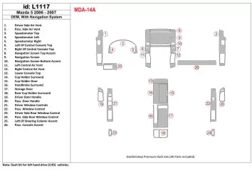 Mazda RX-7 1993-1995 Full Set, 5 Parts set Cruscotto BD Rivestimenti interni