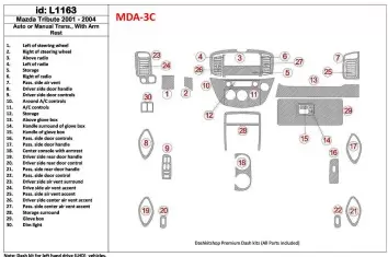 Mazda Tribute 2001-2004 Auto or Manual Gearbox , With Armrest Console Cruscotto BD Rivestimenti interni