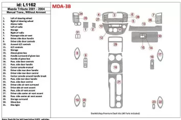 Mazda Tribute 2001-2004 Manual Gearbox , Without Armrest Console Cruscotto BD Rivestimenti interni