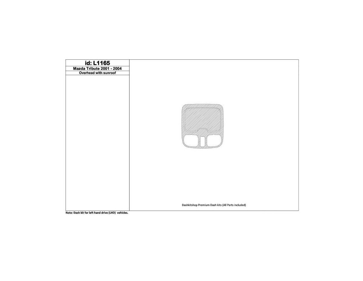 Mazda Tribute 2001-2004 Overhead Console, With Sunroof Cruscotto BD Rivestimenti interni