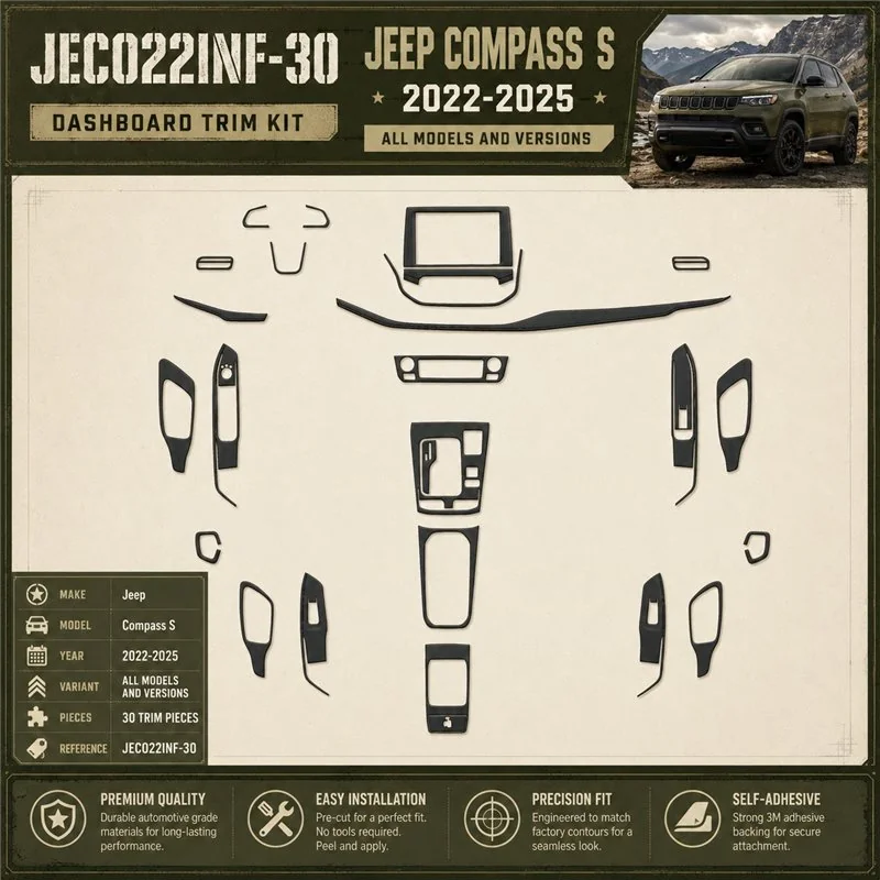 Jeep Compass S 2022-2025 kit rivestimento cruscotto e interni 3D 30 pezzi