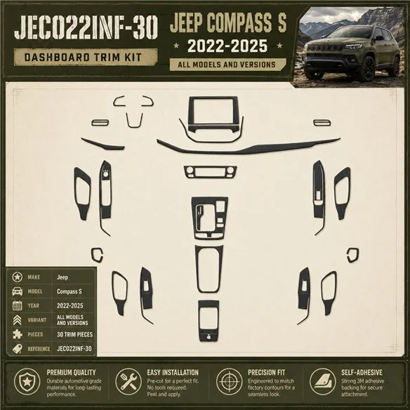 Jeep Compass S 2022-2025 kit rivestimento cruscotto e interni 3D 30 pezzi