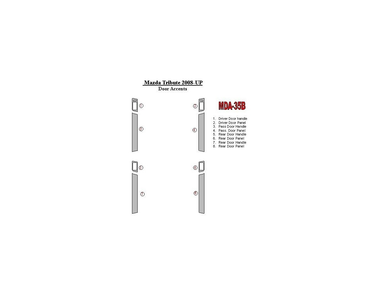 Mazda Tribute 2008-UP Doors Accents Cruscotto BD Rivestimenti interni