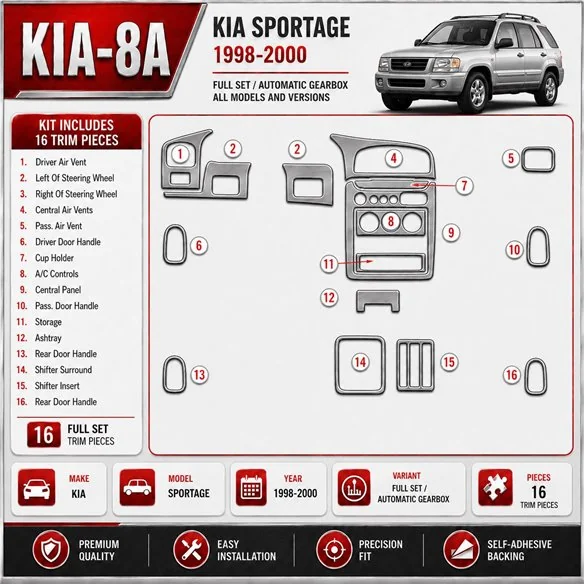 Kia Sportage 1998-2000 set completo; cambio automatico kit rivestimento cruscotto e interni 3D