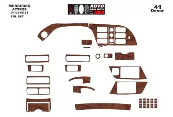 Mercedes Actros Full Set 04.03 - 08.11 Kit Rivestimento Cruscotto all'interno del veicolo Cruscotti personalizzati 42-Decori
