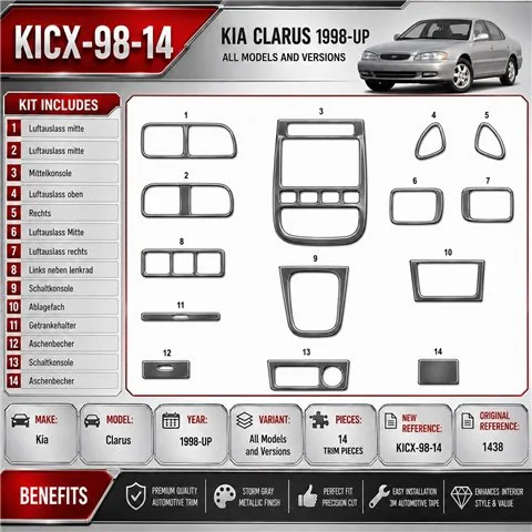 Kia Clarus 1998-in poi kit rivestimento cruscotto e interni 3D 14 pezzi 2