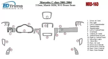 Mercedes Benz C Class 2001-2004 2 Doors, OEM Compliance, W/O Power Seats Cruscotto BD Rivestimenti interni