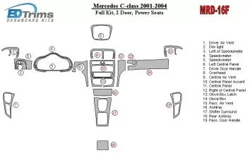Mercedes Benz C Class 2001-2004 Full Set, 2 Doors, OEM Compliance, With Power Seats Cruscotto BD Rivestimenti interni