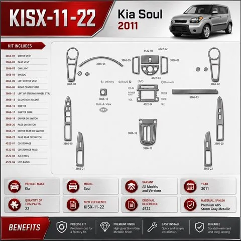 Kia Soul 2011 kit rivestimento cruscotto e interni 3D 22 pezzi