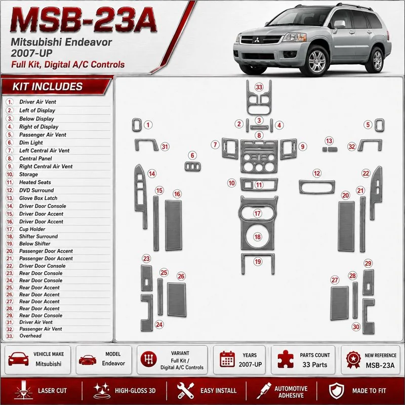 Mitsubishi Endeavor 2007-in poi set completo; Automatic AC kit rivestimento cruscotto e interni 3D