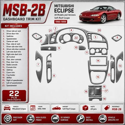 Mitsubishi Eclipse 1995-1999 Soft Roof Coupe kit rivestimento cruscotto e interni 3D
