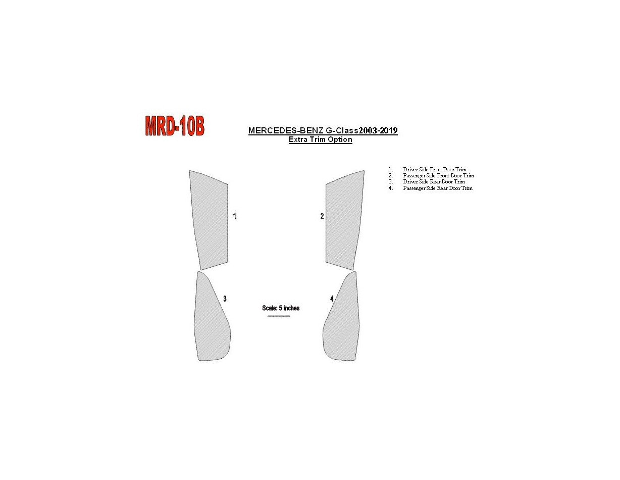 Mercedes Benz G Class 2002-UP Extra Doors Pieces, OEM Compliance, 4 Parts set Cruscotto BD Rivestimenti interni Mercedes Benz G Class 2002-UP Extra Doors Pieces, OEM Compliance, 4 Parts set Cruscotto BD Rivestimenti interni