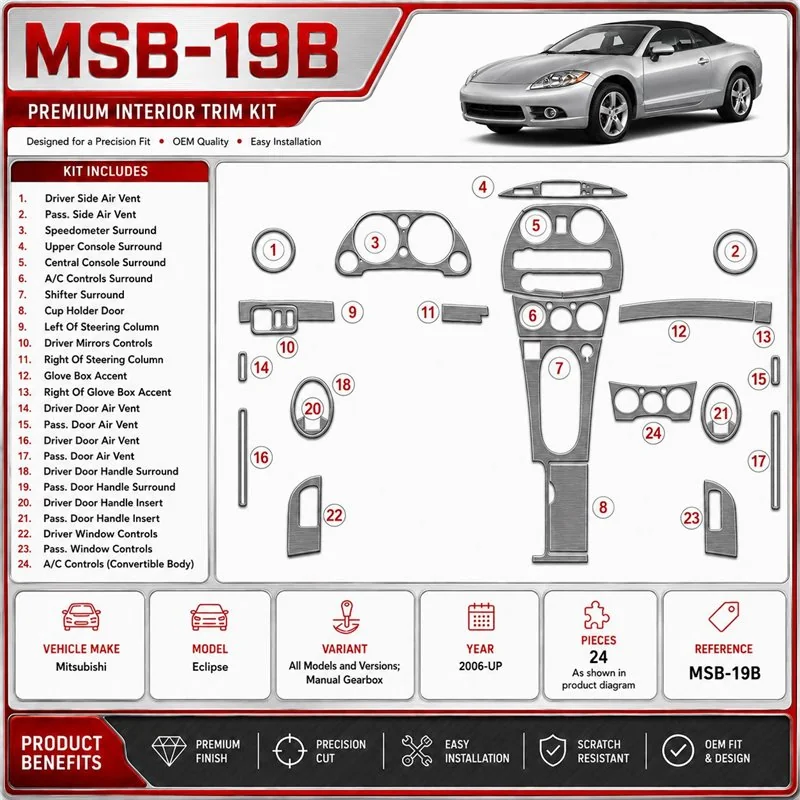 Mitsubishi Eclipse 2006-in poi cambio manuale kit rivestimento cruscotto e interni 3D