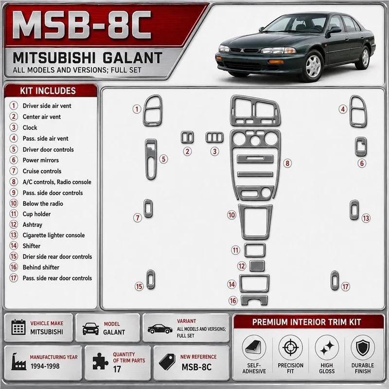Mitsubishi Galant 1994-1998 set completo kit rivestimento cruscotto e interni 3D 13 pezzi