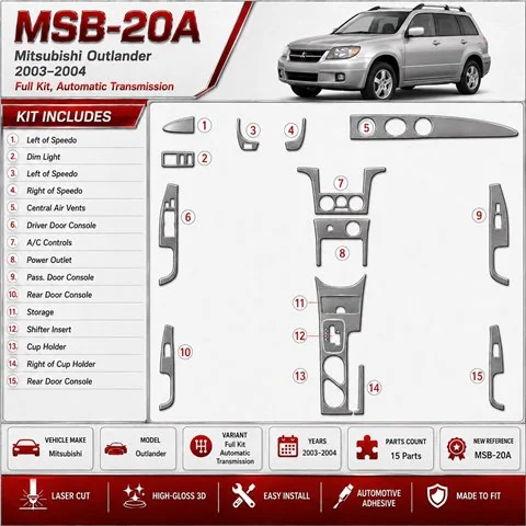Mitsubishi Outlander 2003-2004 set completo; cambio automatico kit rivestimento cruscotto e interni 3D
