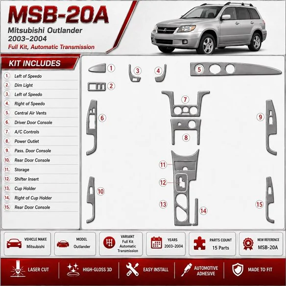 Mitsubishi Outlander 2003-2004 set completo; cambio automatico kit rivestimento cruscotto e interni 3D