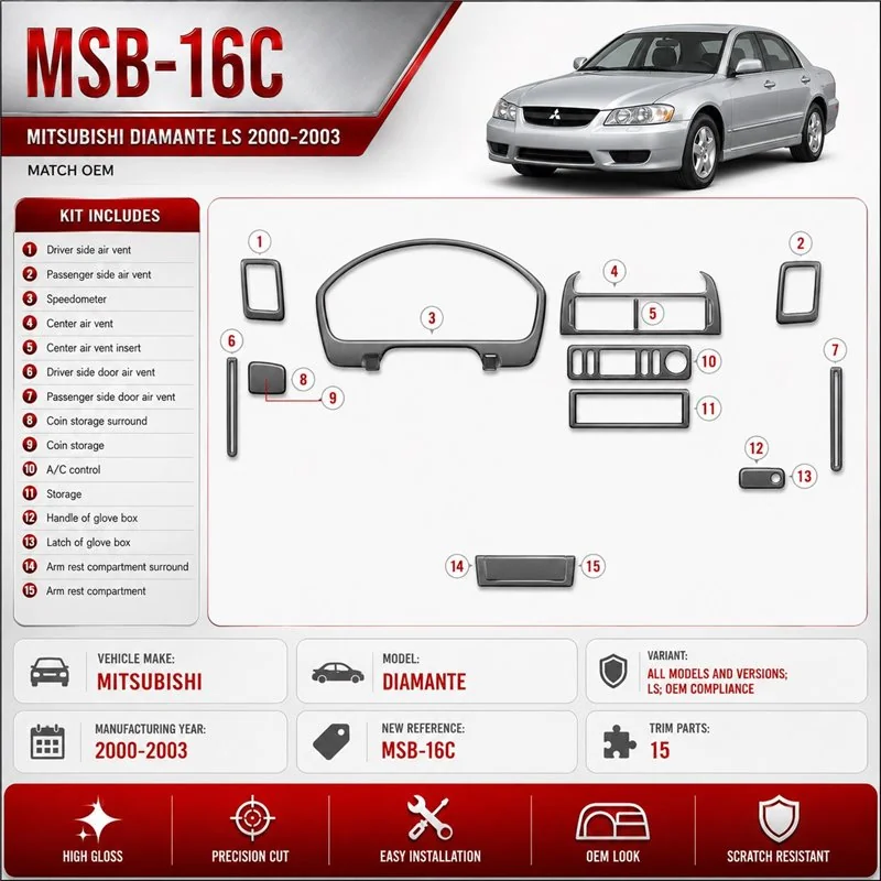 Mitsubishi Diamante 2000-2003 LS; OEM Compliance kit rivestimento cruscotto e interni 3D
