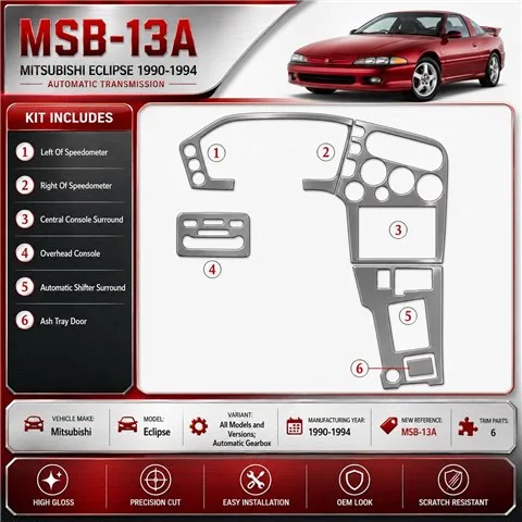Mitsubishi Eclipse 1990-1994 cambio automatico kit rivestimento cruscotto e interni 3D