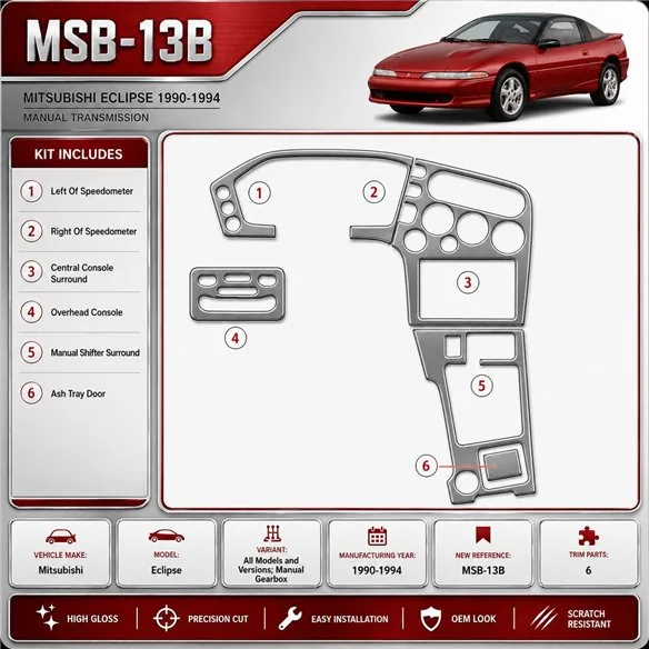 Mitsubishi Eclipse 1990-1994 cambio manuale kit rivestimento cruscotto e interni 3D